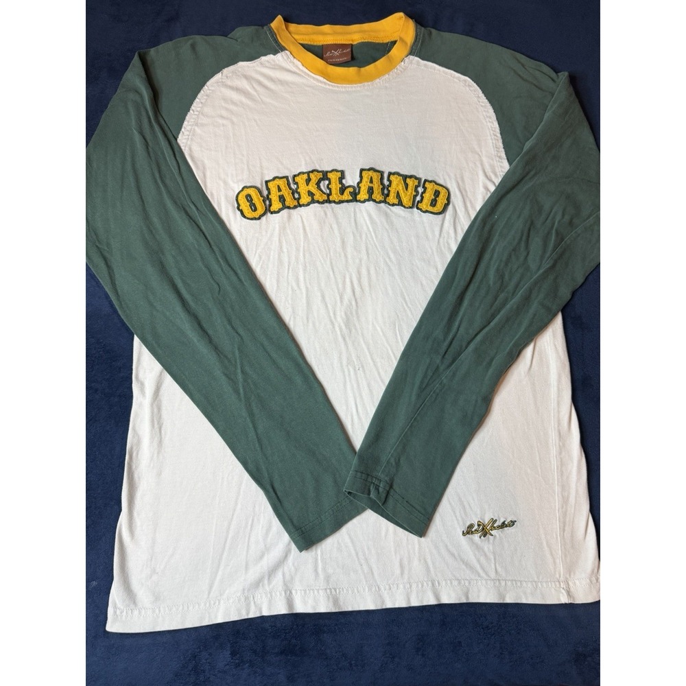 Vtg Red Jacket Pikwakwad Oakland Longsleeve Embroidered T Shirt Sz M Green White